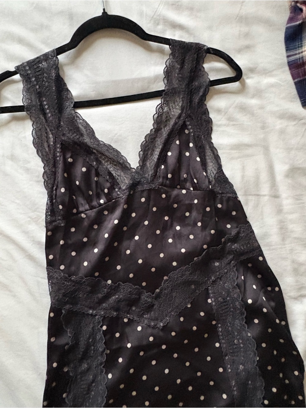 INTIMATELY FREE PEOPLE Black & White Polka Dot Lace-Trim Midi Dress - Picture 5 of 5